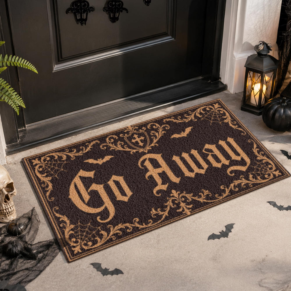 Full view of Fttoyoly Halloween Door Mat placed at an entrance