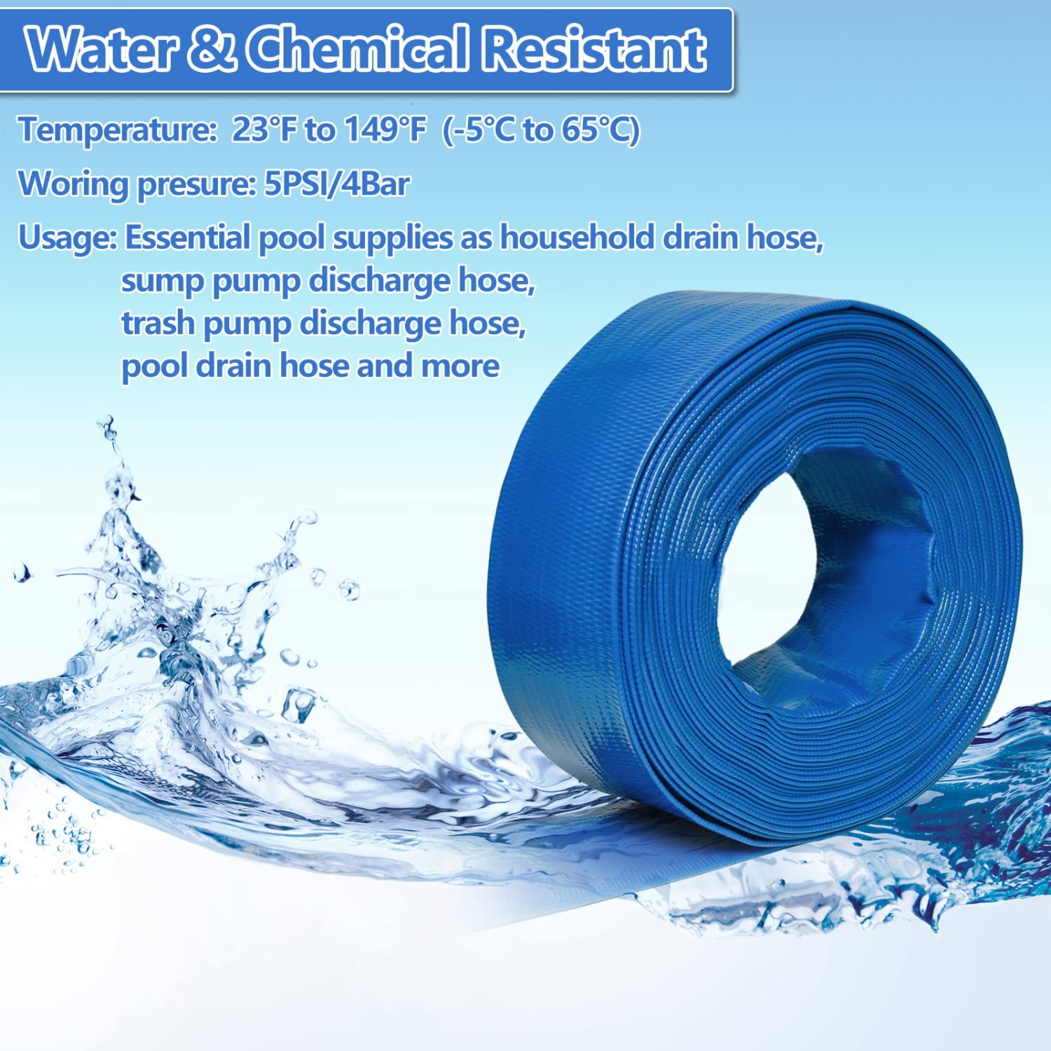 Full view of Gonioa 2 inch x 50 FT backwash hose