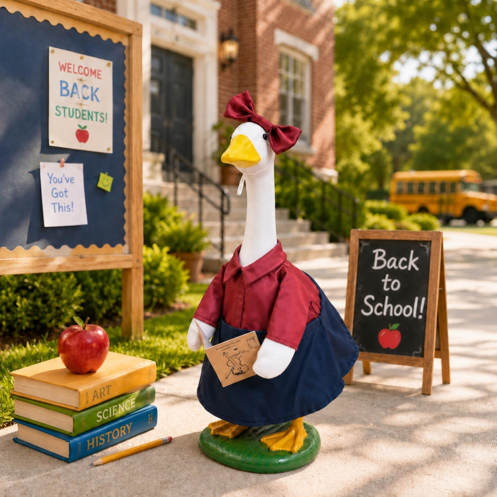 Full view of Goose Outfit on a 23-inch statue
