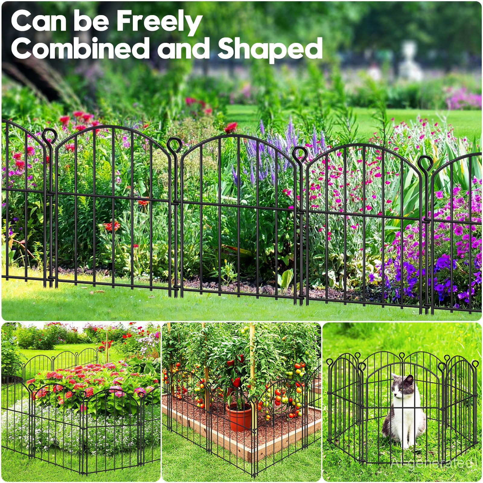 Full view of HEYRSUN garden fence in landscaped yard