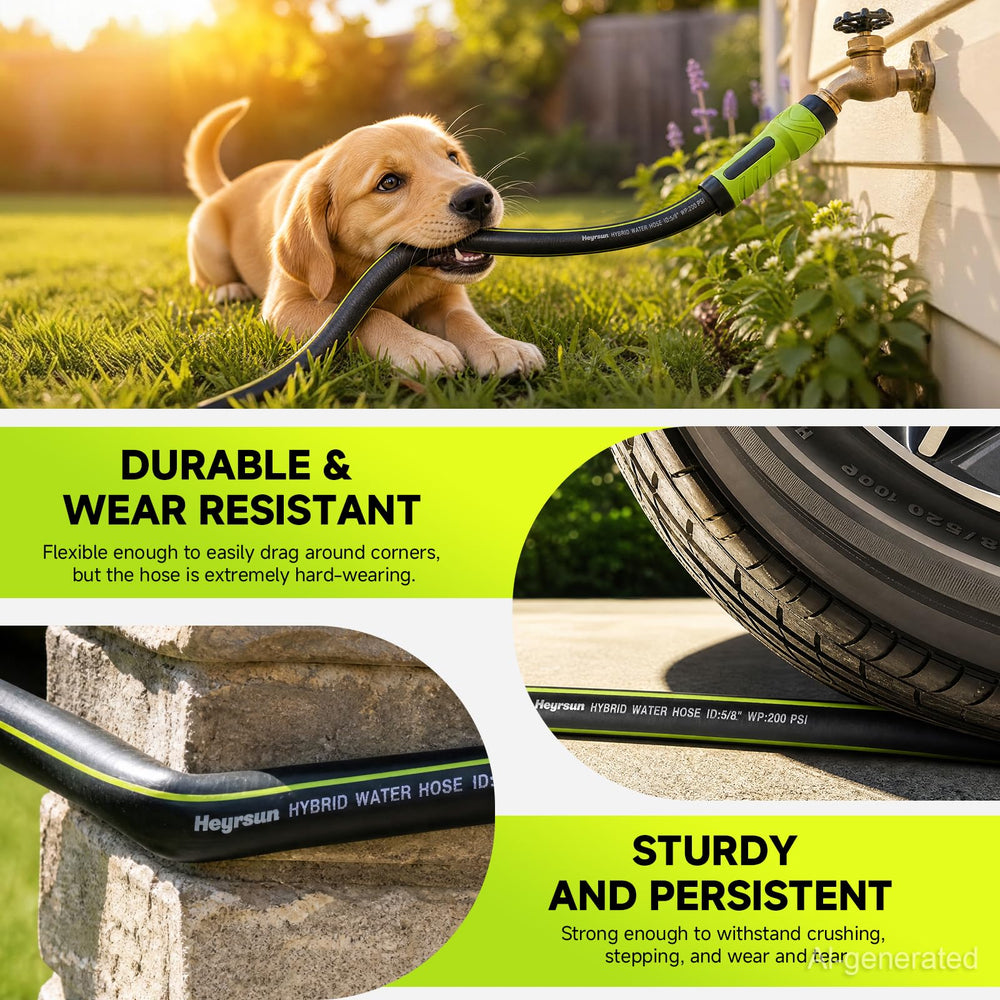 Full view of HEYRSUN garden hose packaging