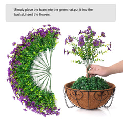 Full view of HyeFlora Artificial Hanging Flower Basket outdoors