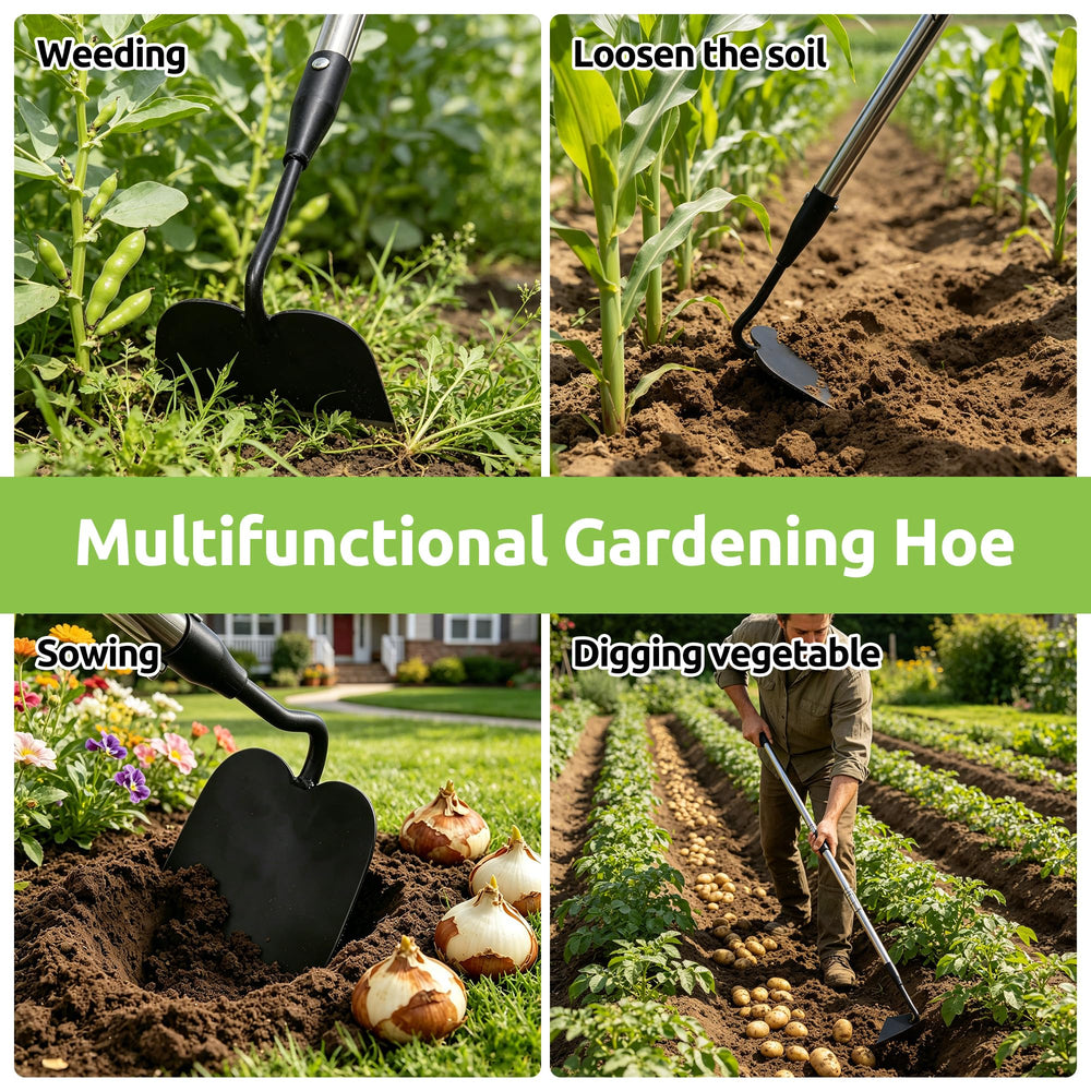 Full view of Lcokeiy cultivator garden tool in use
