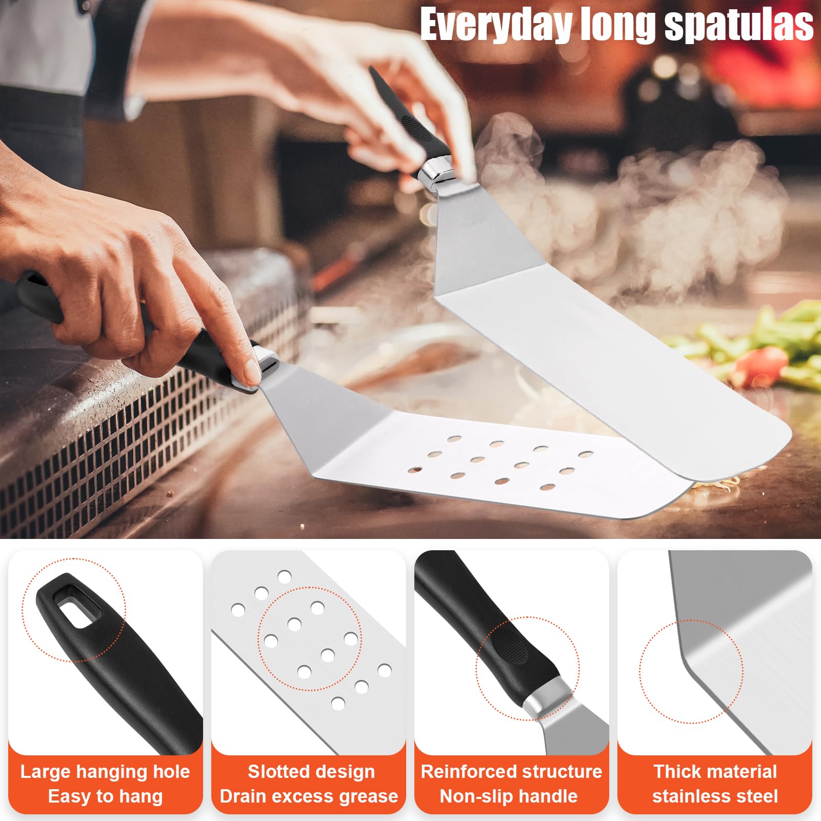 Full view of RINPIR 42pcs Griddle Accessories Kit components