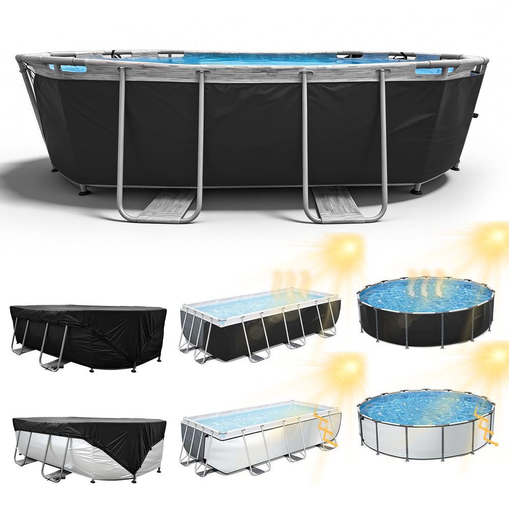 Full view of SIHAIAN Pool Side Cover on a round pool