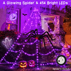 Full view of the spider web lights setup outdoors