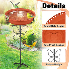 Full view of YOADEHOA Bird Bath set up in a garden