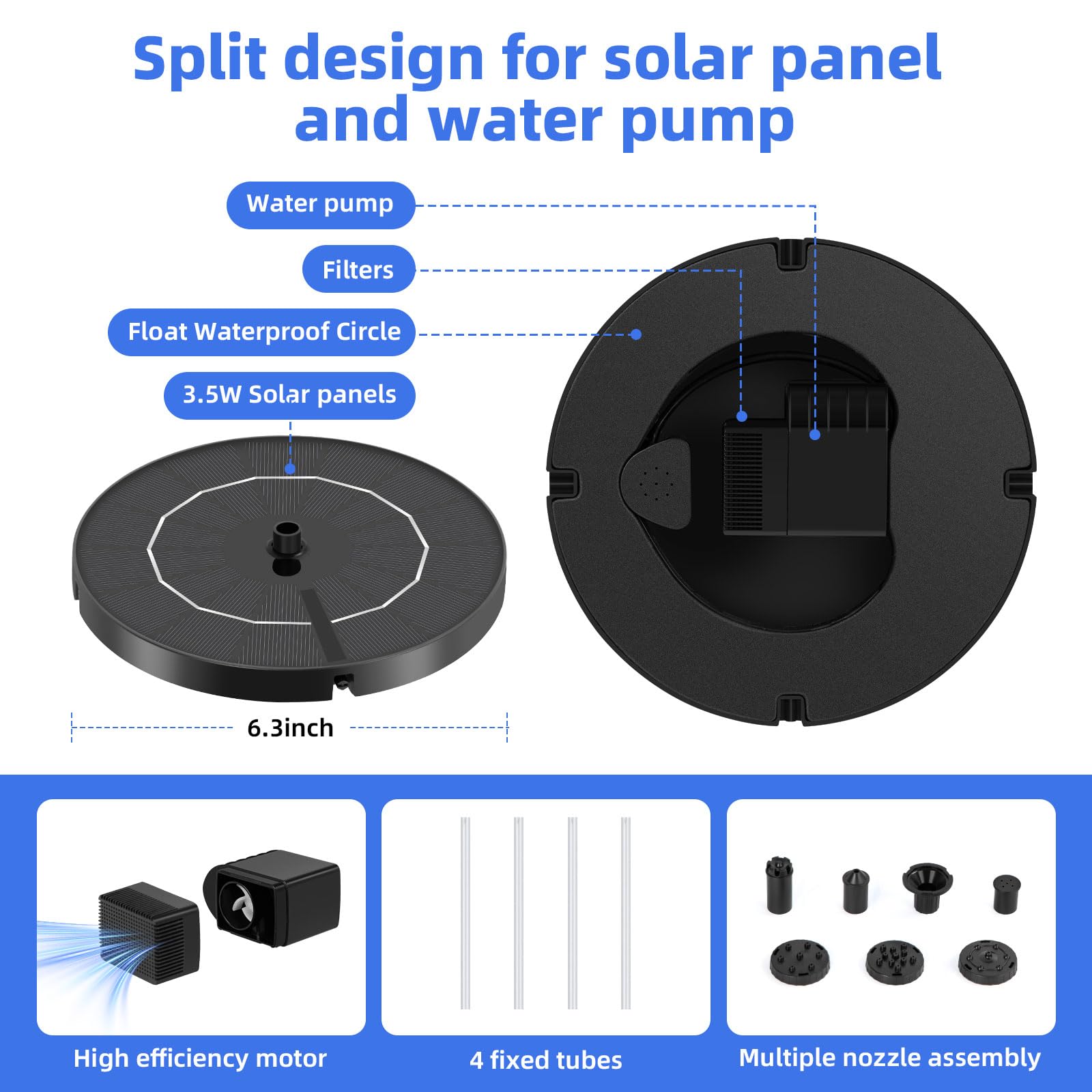 Fulsren Solar Fountain packaging and components