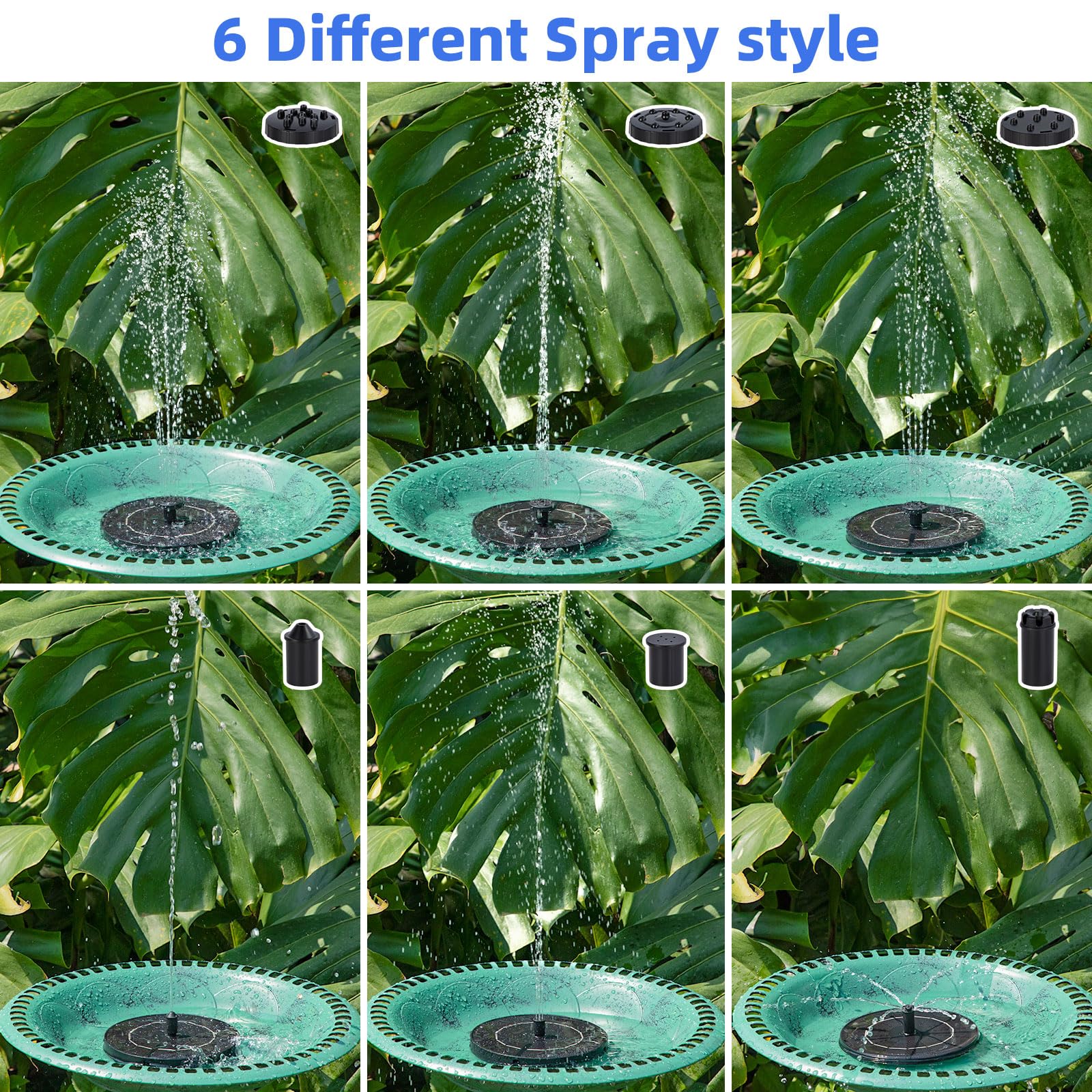 Fulsren Solar Fountain with water spray display