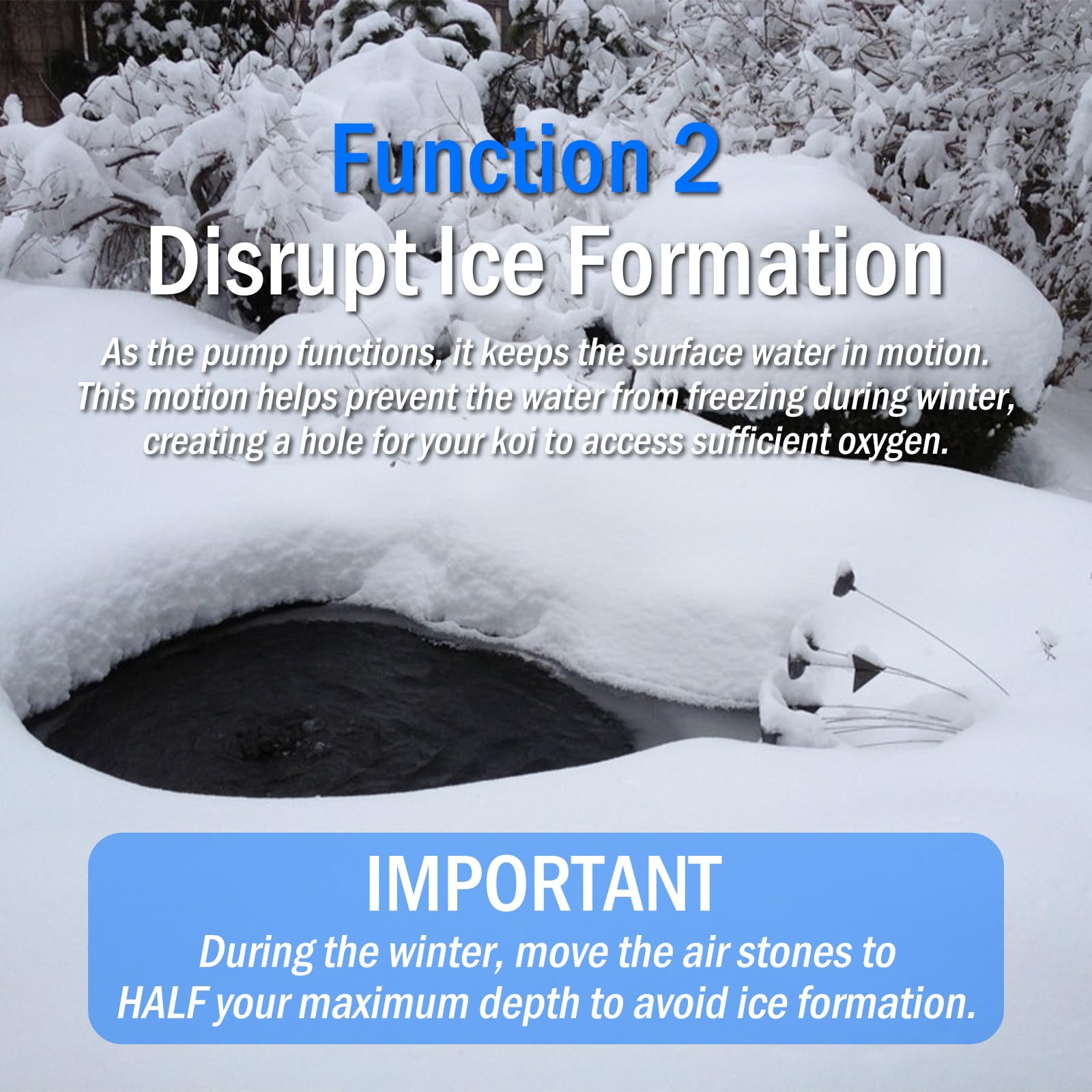 FUMAK Pond Aerator dimensions on a table
