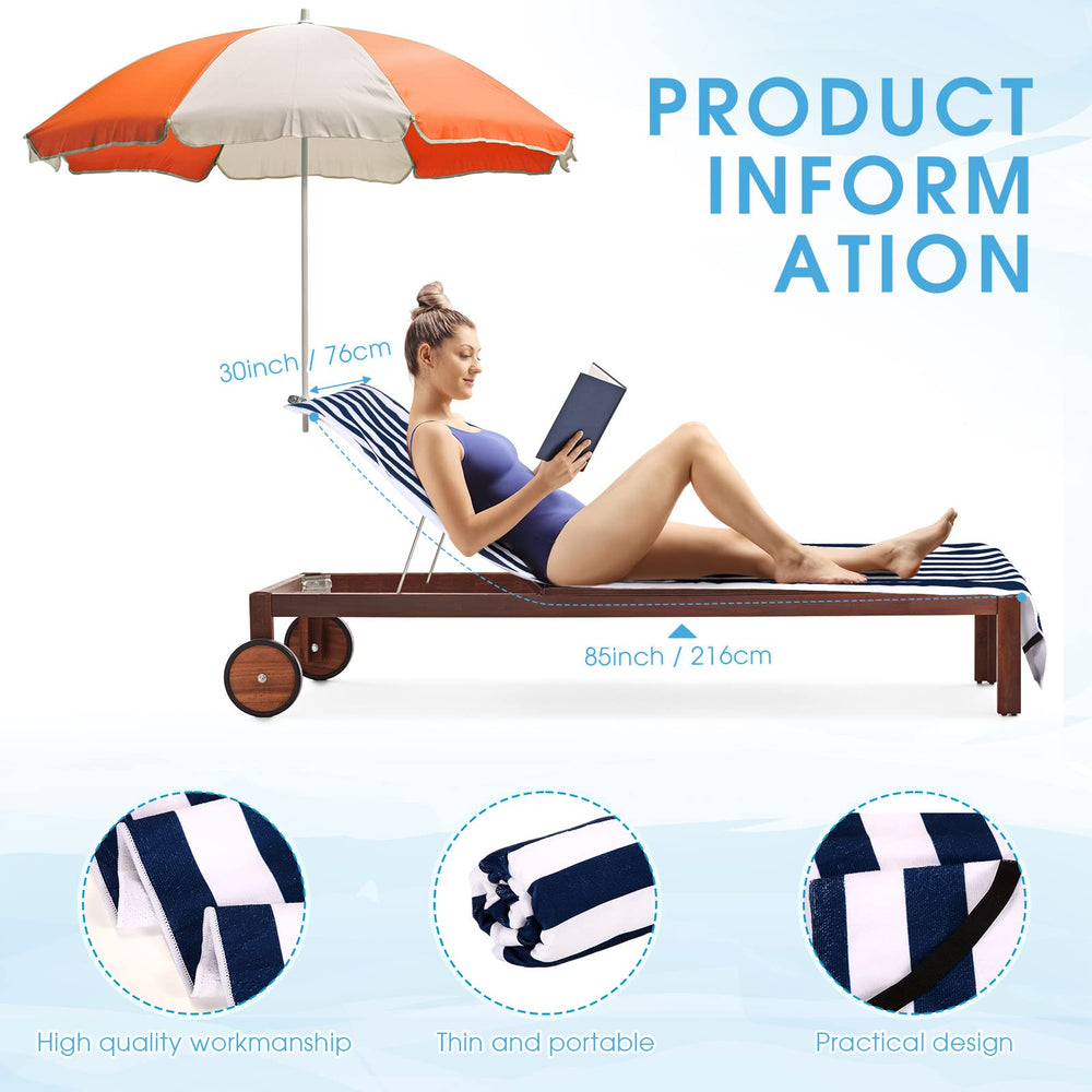 Fumete Lounge Chair Cover 30x85 inch navy blue with elastic straps