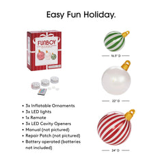 FUNBOY Giant Inflatable Light-Up Christmas Ornaments medium 22-inch side view