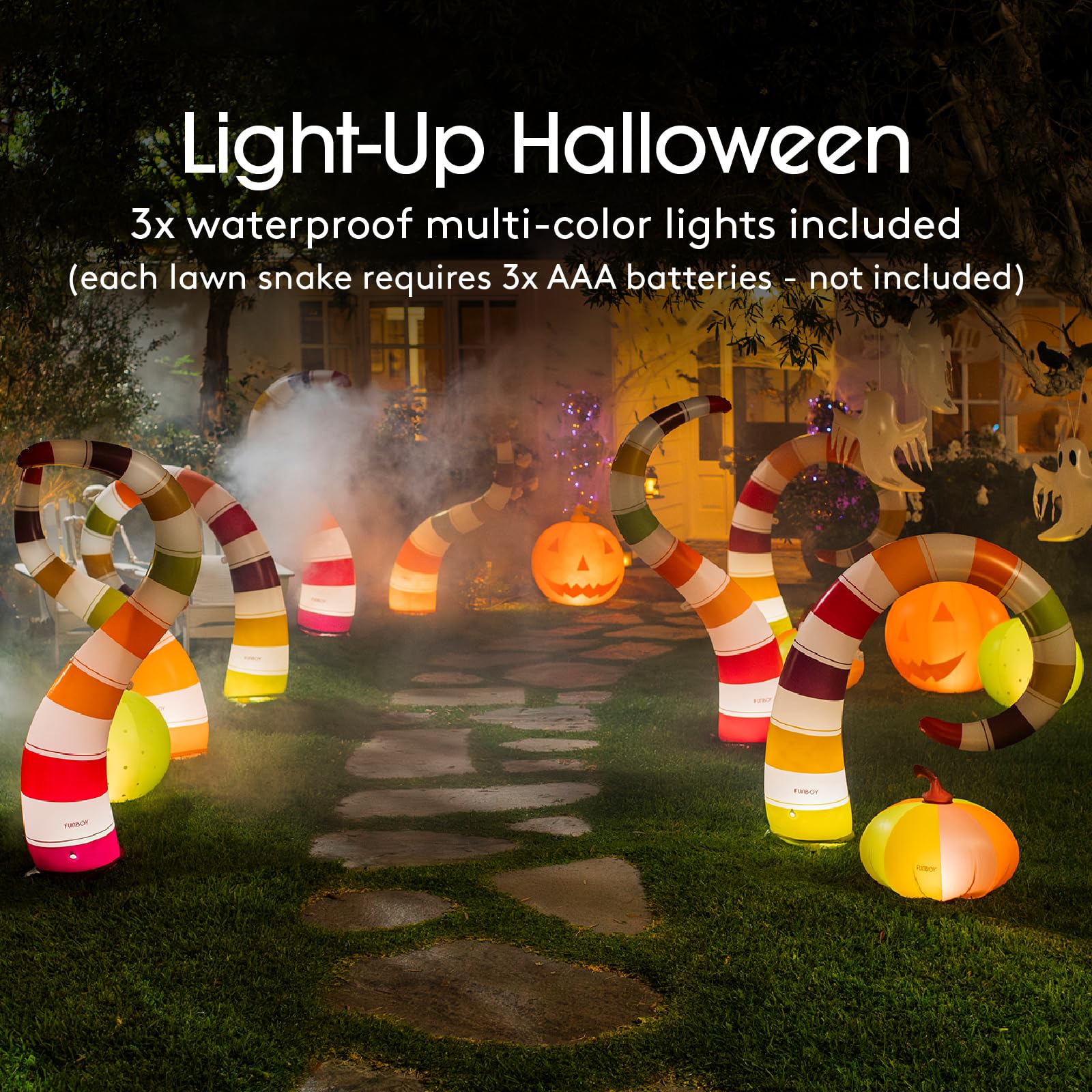 FUNBOY Giant Light-Up Inflatable Halloween Snake 44 inch