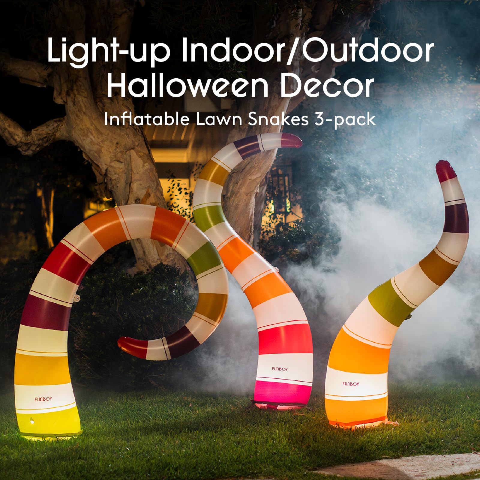 FUNBOY Giant Light-Up Inflatable Halloween Snake 45 inch