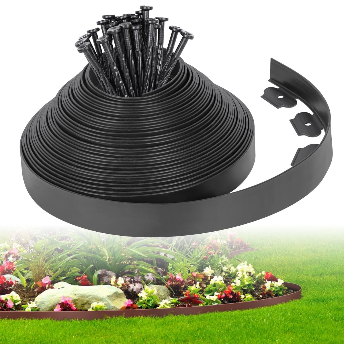 FunFanso 2-Inch x 50 FT Landscape Edging Border in black