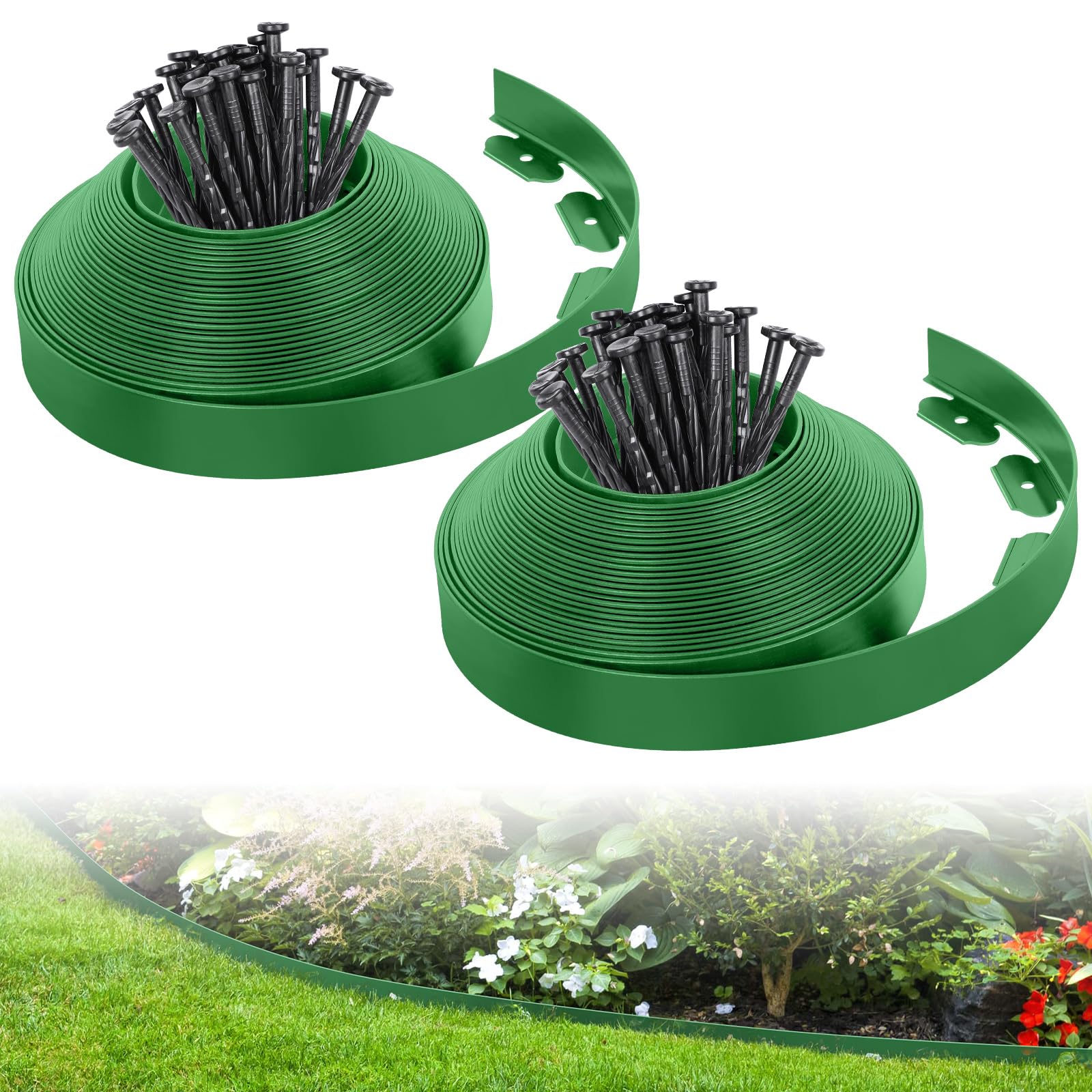 FunFanso 2-Inch x 66 FT landscape edging border kit, green