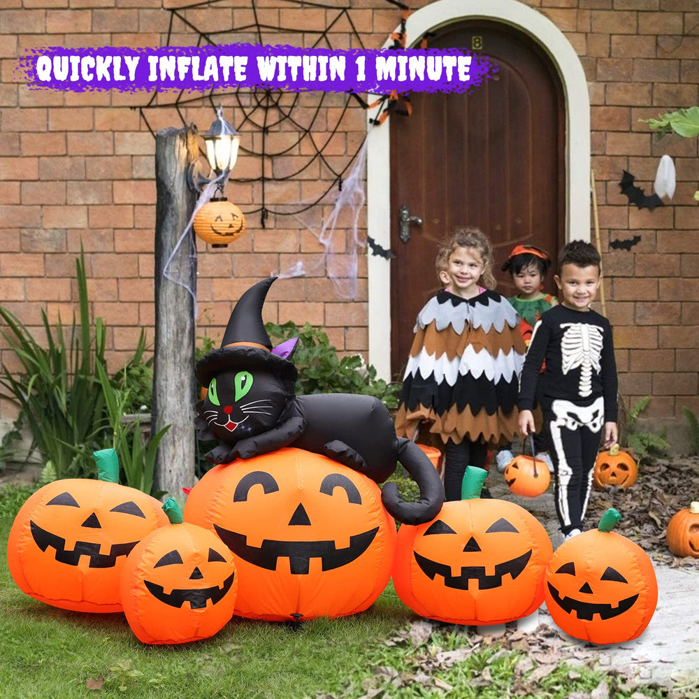FunFanso 5FT Halloween inflatable pumpkin lit at night
