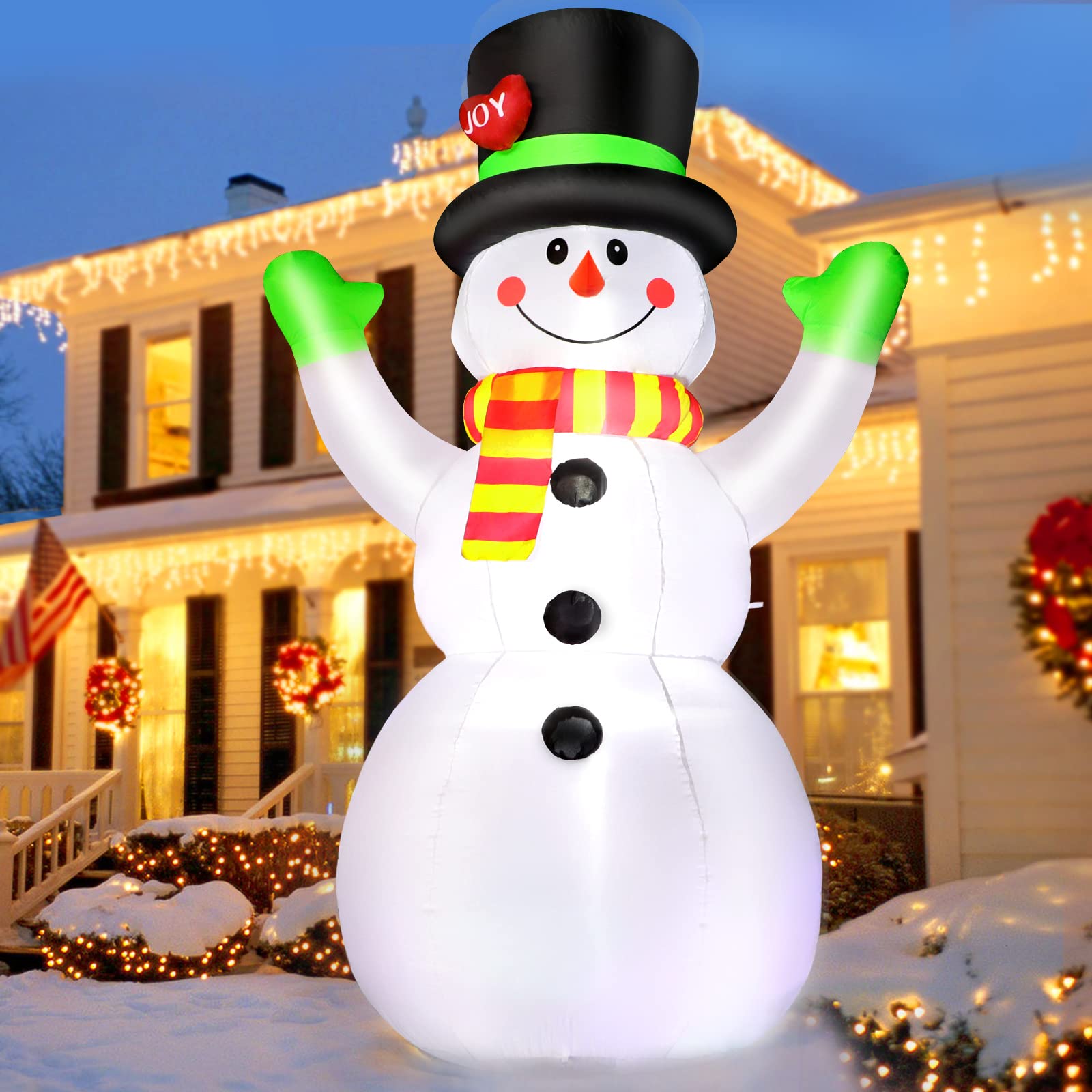 FunFanso 7FT inflatable snowman front view with top hat