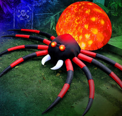 FunFanso 8FT Halloween Inflatable Spider with LED light front view
