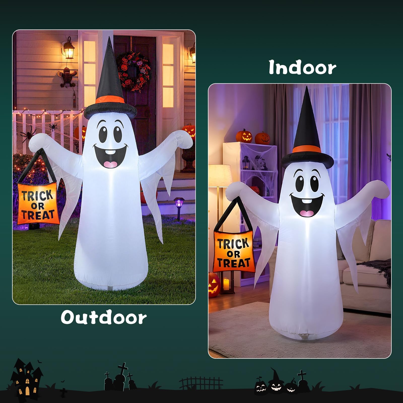 FunFanso ghost inflatable with nylon ropes and stakes