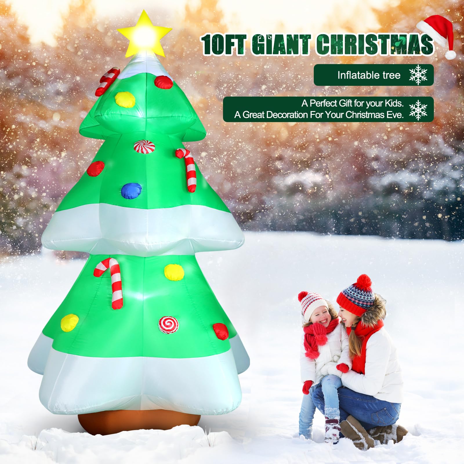 FunFanso inflatable Christmas tree setup with ground stakes