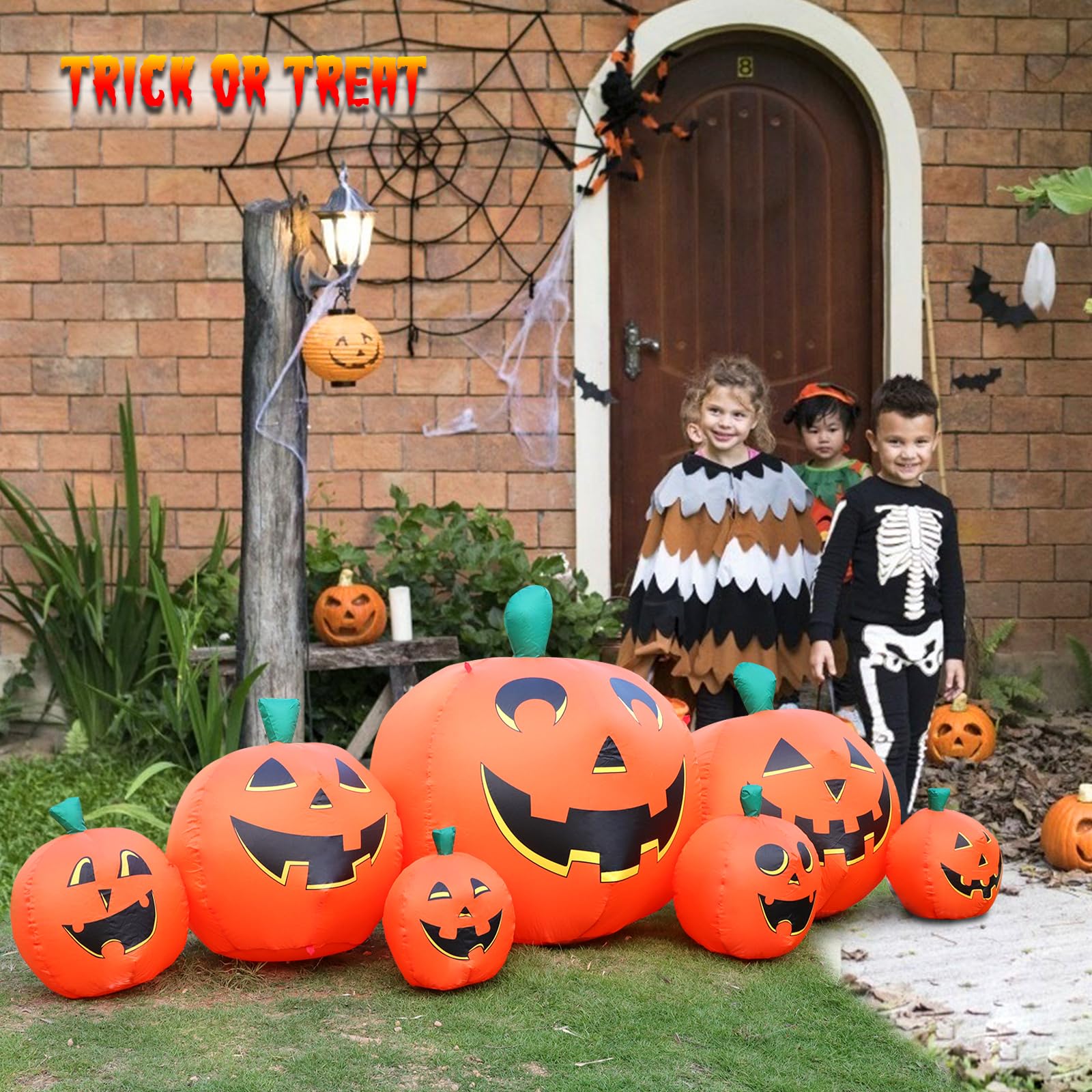 FunFanso inflatable pumpkin with tethers and stakes for stability