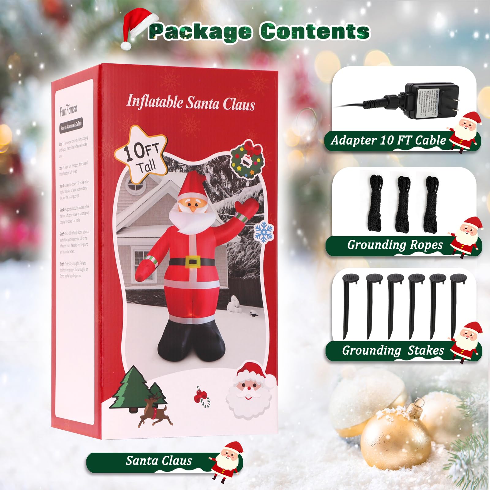 FunFanso inflatable Santa packed in a gift box