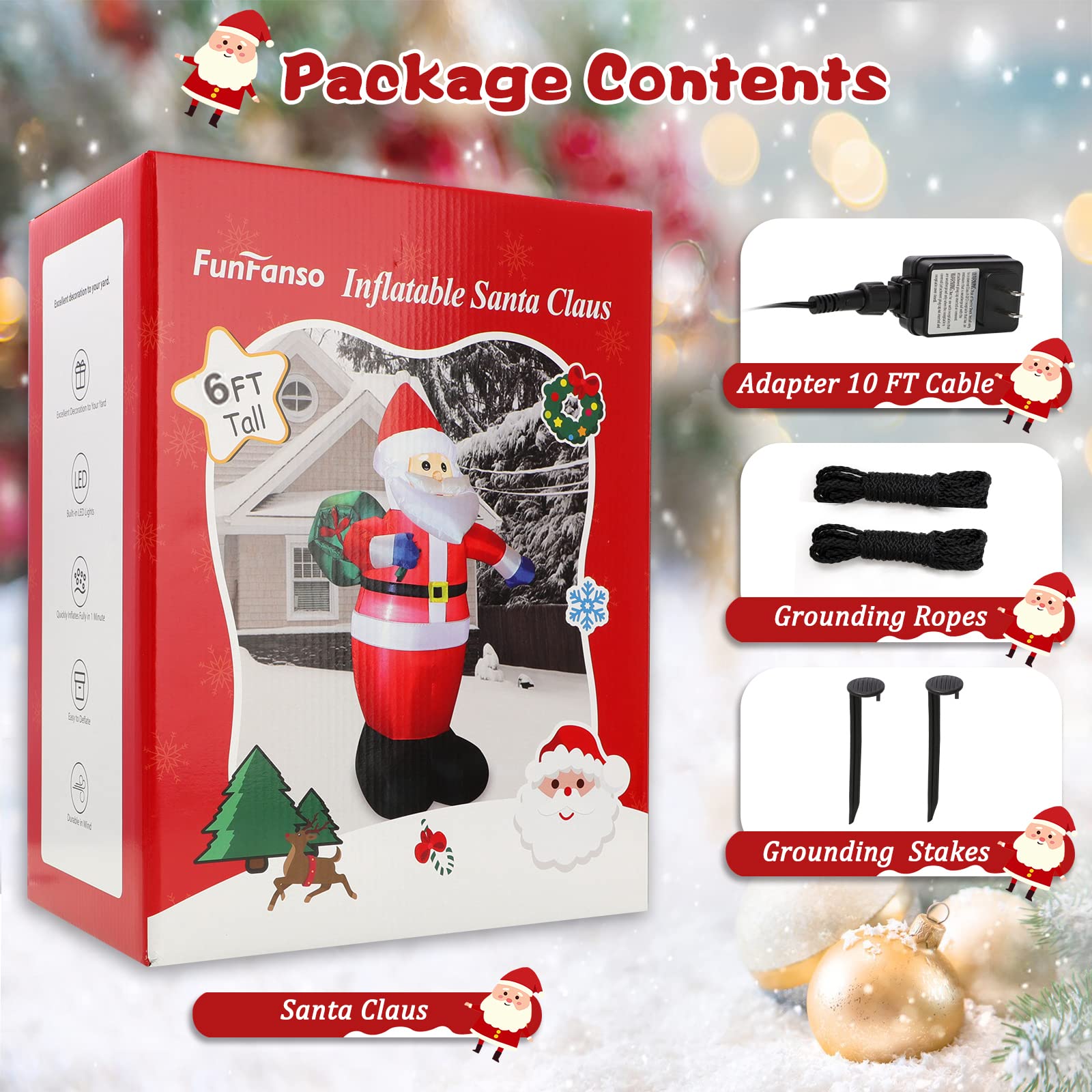 FunFanso inflatable Santa with power cord and fan