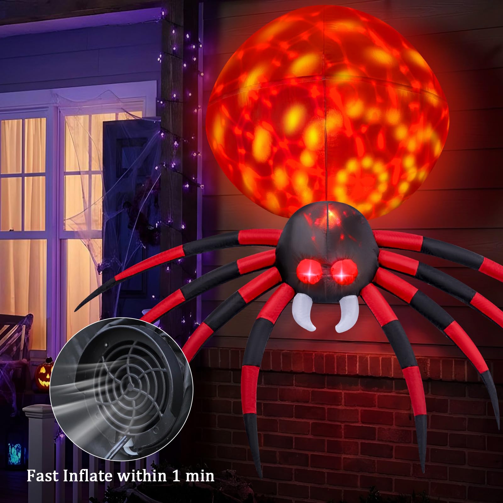 FunFanso inflatable spider with ground stakes and sandbag
