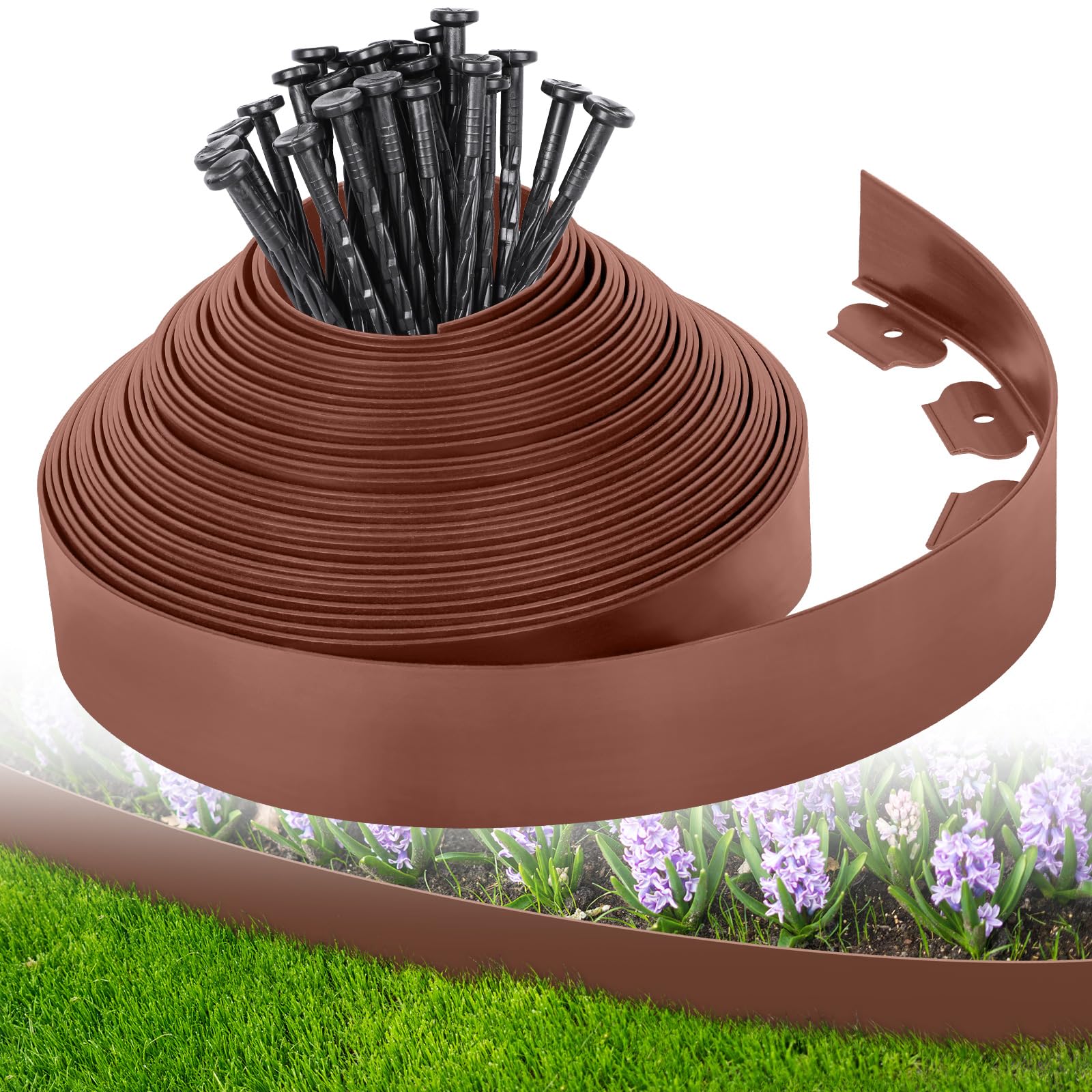 FunFanso Landscape Edging Border Kit Brown 50 FT front view