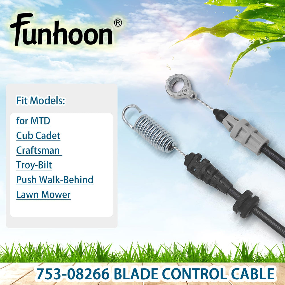 Funhoon Control Cable 753-08266 installed on a lawn mower