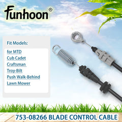 Funhoon Control Cable 753-08266 installed on a lawn mower