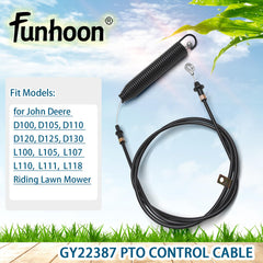 Funhoon GY22387 PTO Control Cable installed on John Deere mower