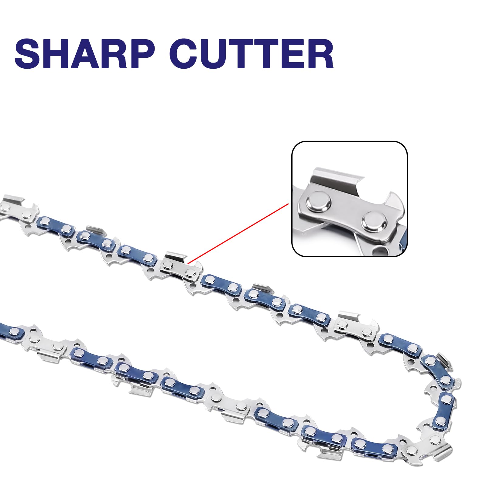 FUNKYWOO 14 Inch Chainsaw Chain in packaging with usage instructions