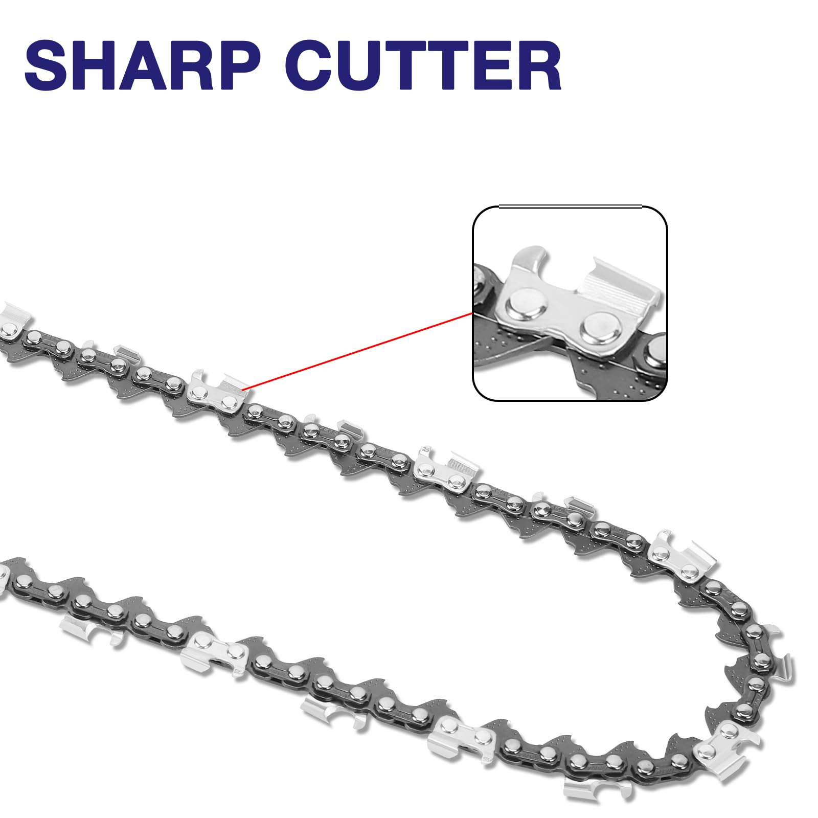 FUNKYWOO 20 Inch Chainsaw Chain close-up of pitch