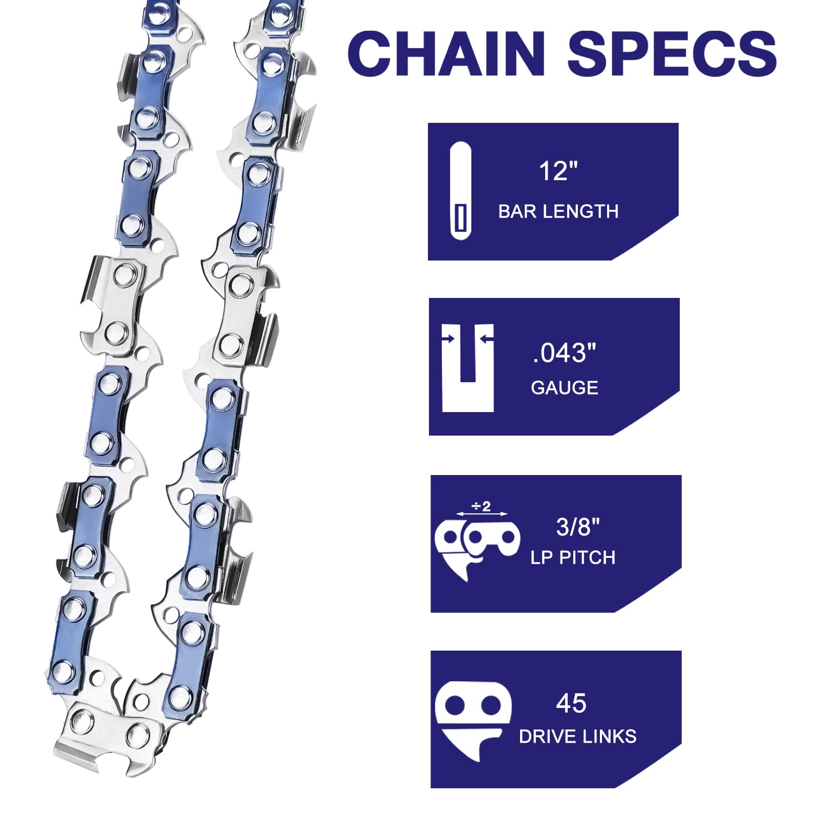 FUNKYWOO chainsaw chain packaging with specifications
