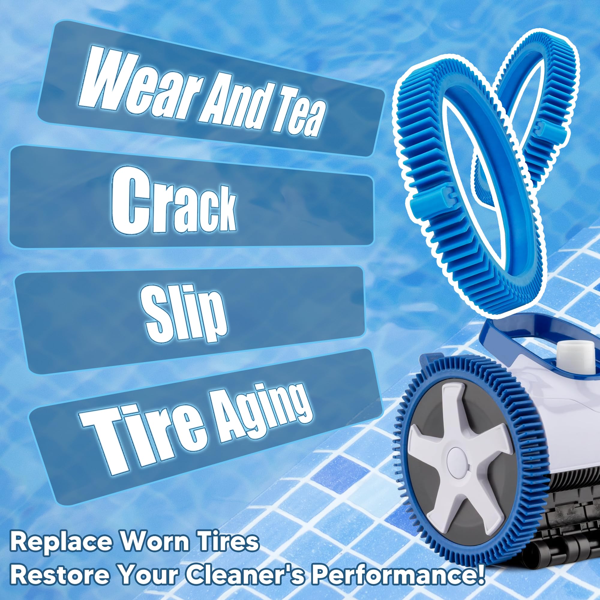 Funmit blue front tire replacement for pool cleaner, lifestyle setting