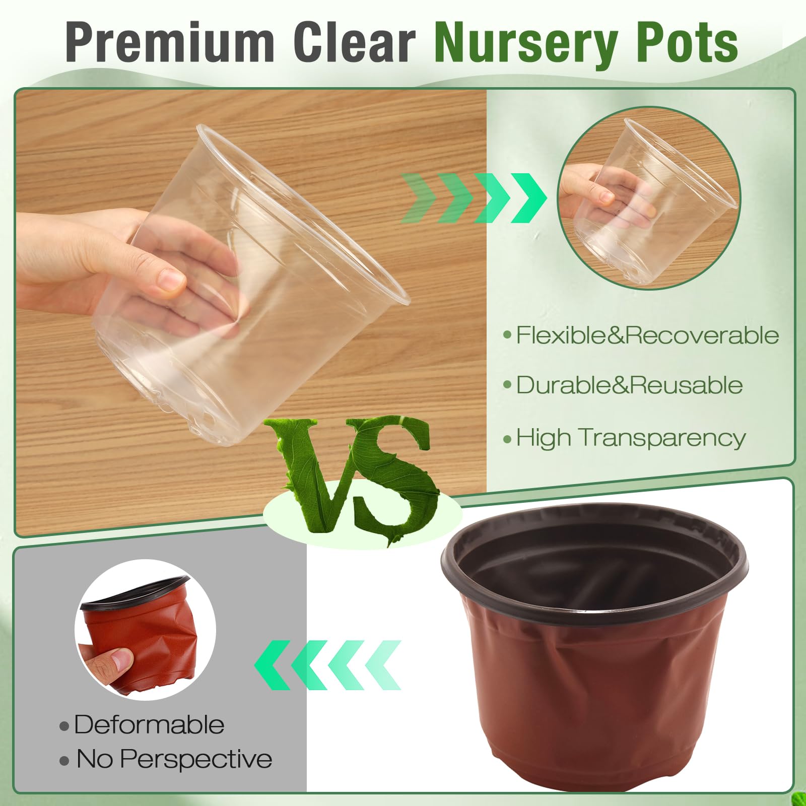 FUOAUYK clear nursery pots with plants inside