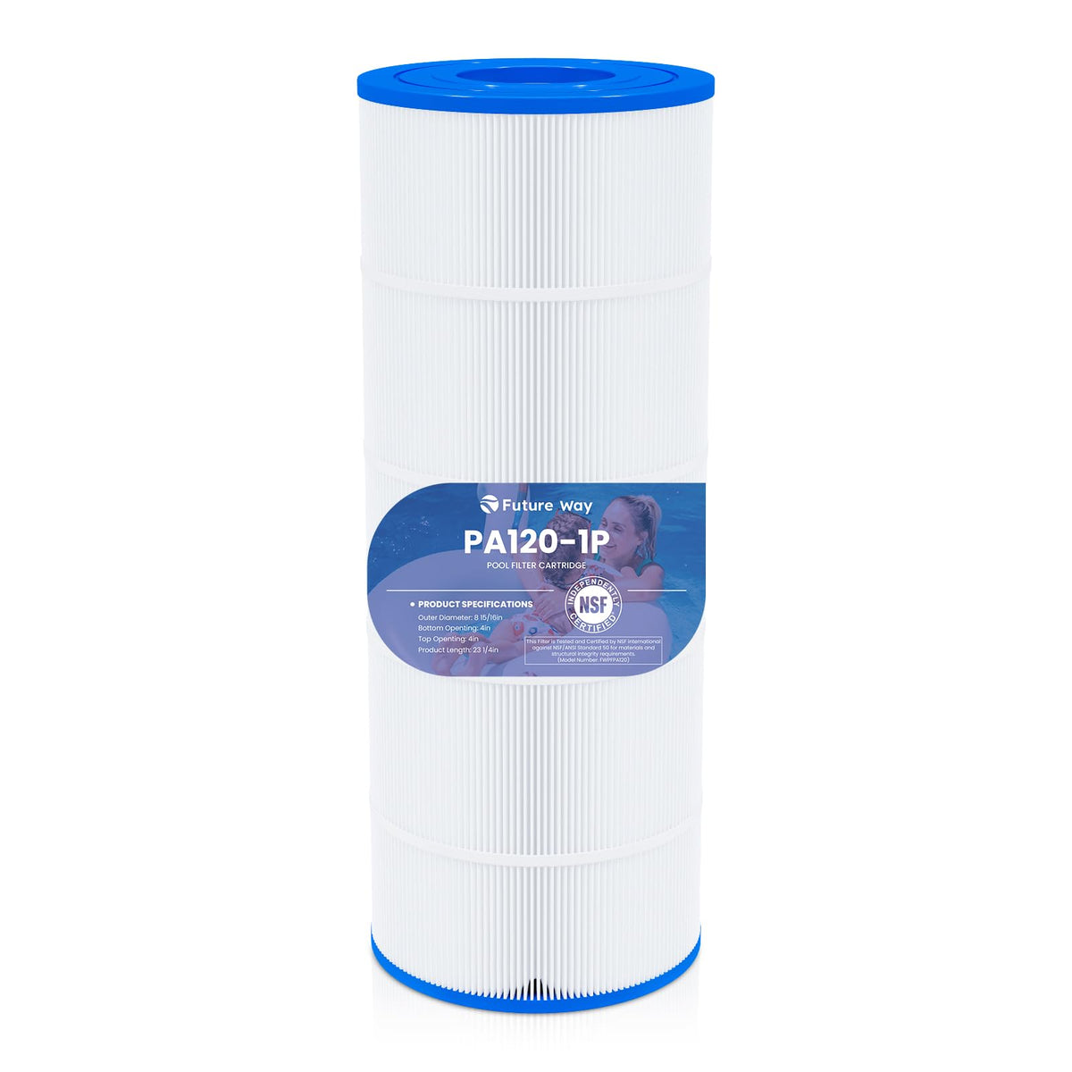 Future Way Pool Filter Cartridge front view with specifications