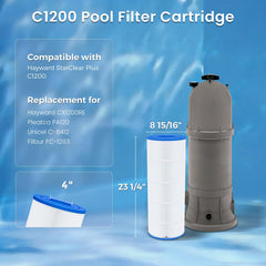 Future Way Pool Filter Cartridge side view showing pleated fabric