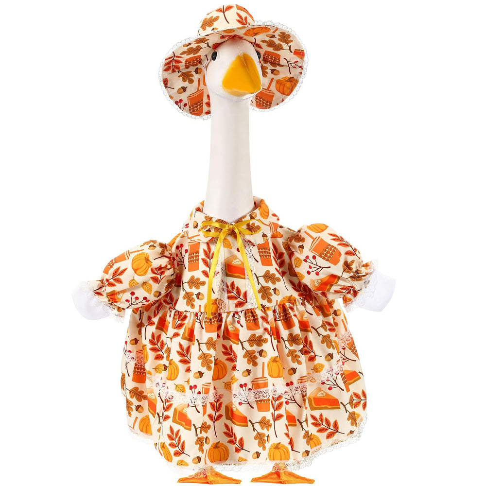 FuWeave Fall Goose Outfit front view with pumpkin spice latte theme