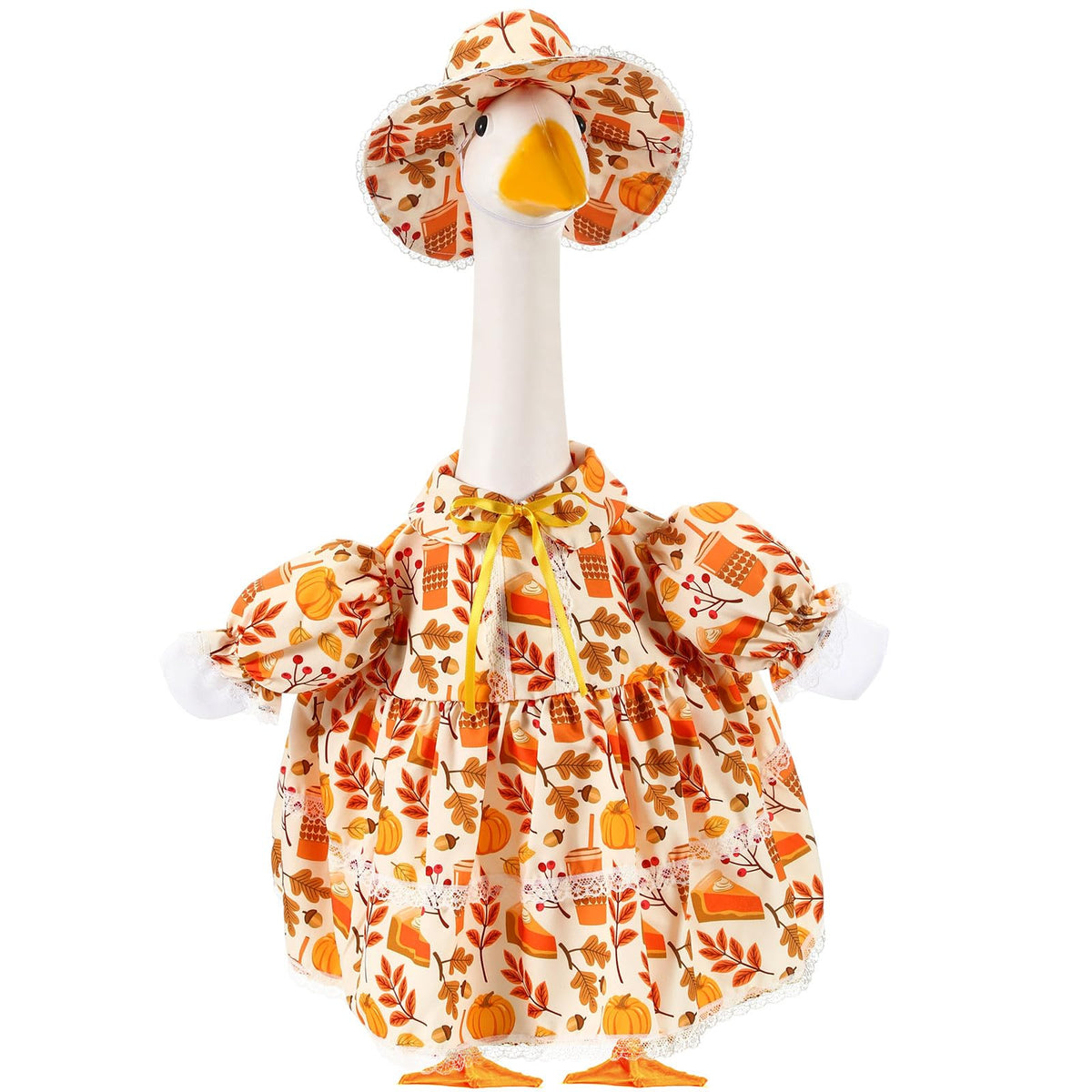 FuWeave Fall Goose Outfit front view with pumpkin spice latte theme