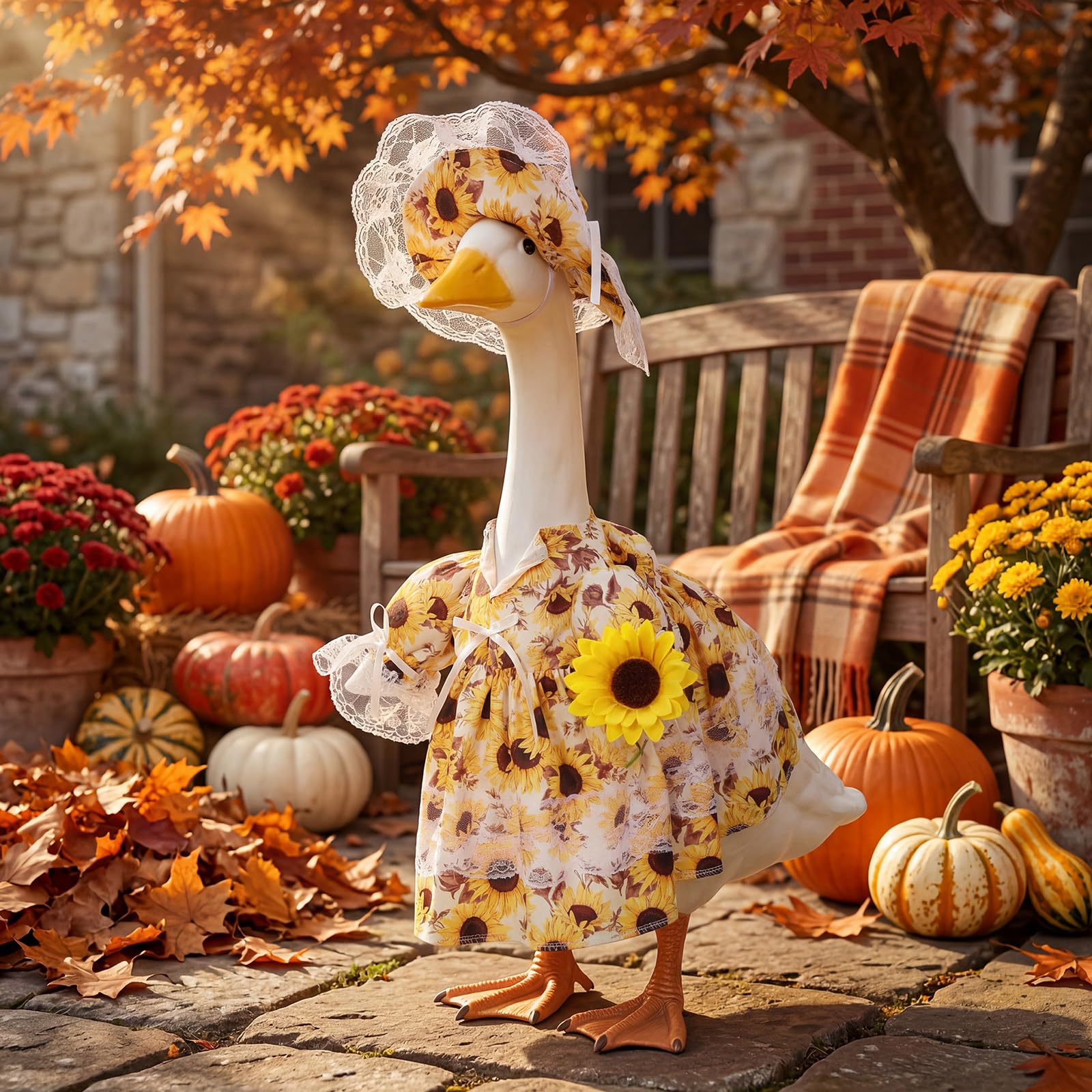 FuWeave Fall Goose Outfit package contents including hat and bow
