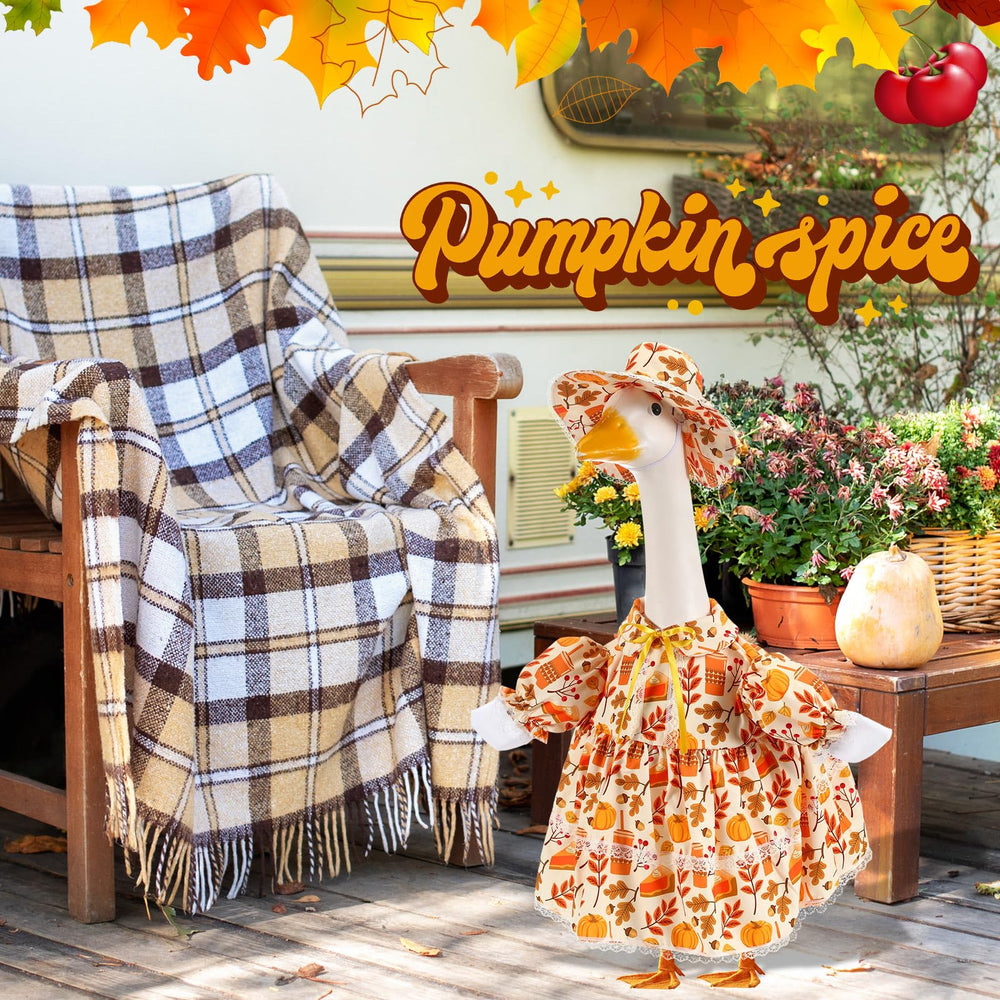FuWeave Goose Outfit in a garden setting with autumn leaves