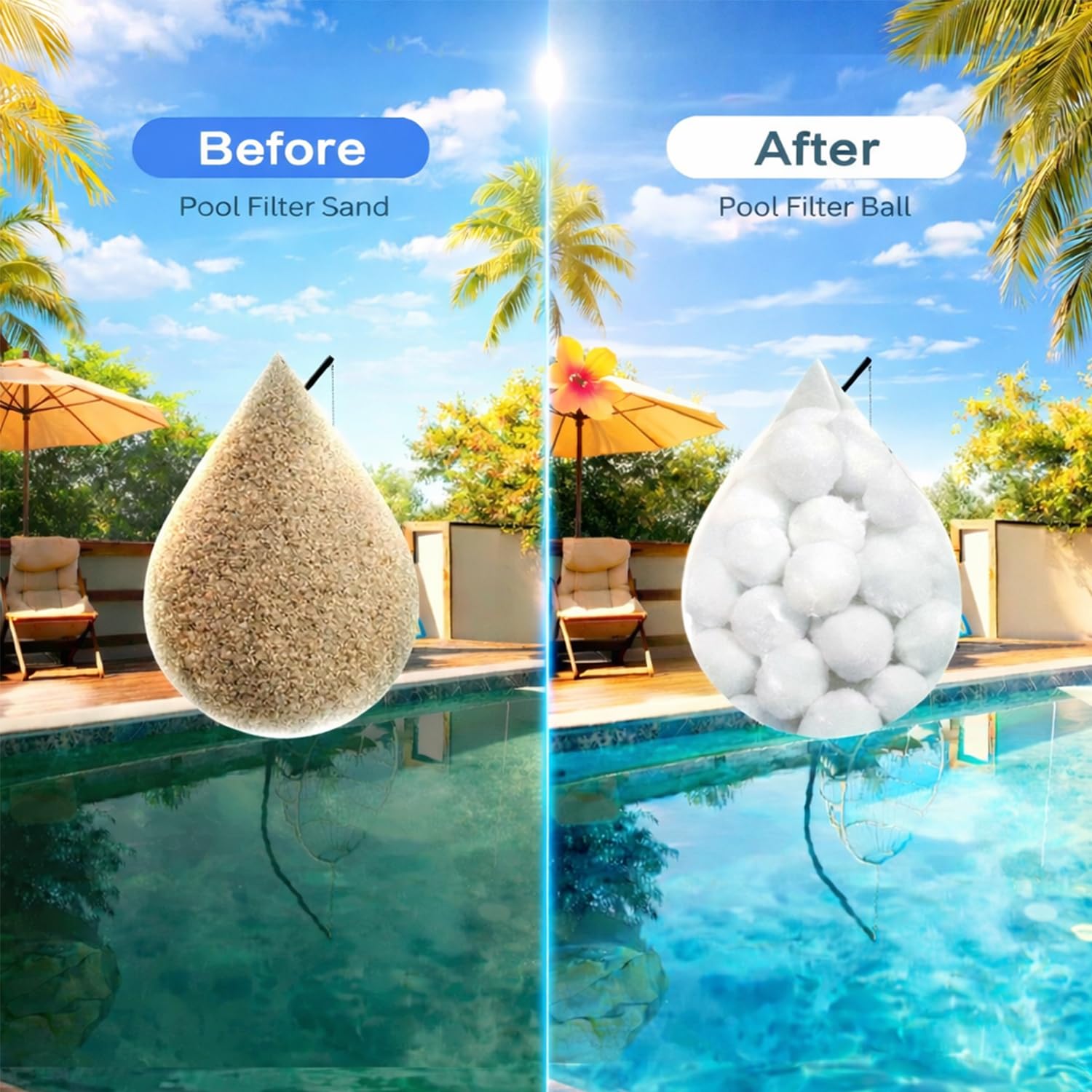 Fwxdbwyl Pool Filter Balls beside traditional sand filter