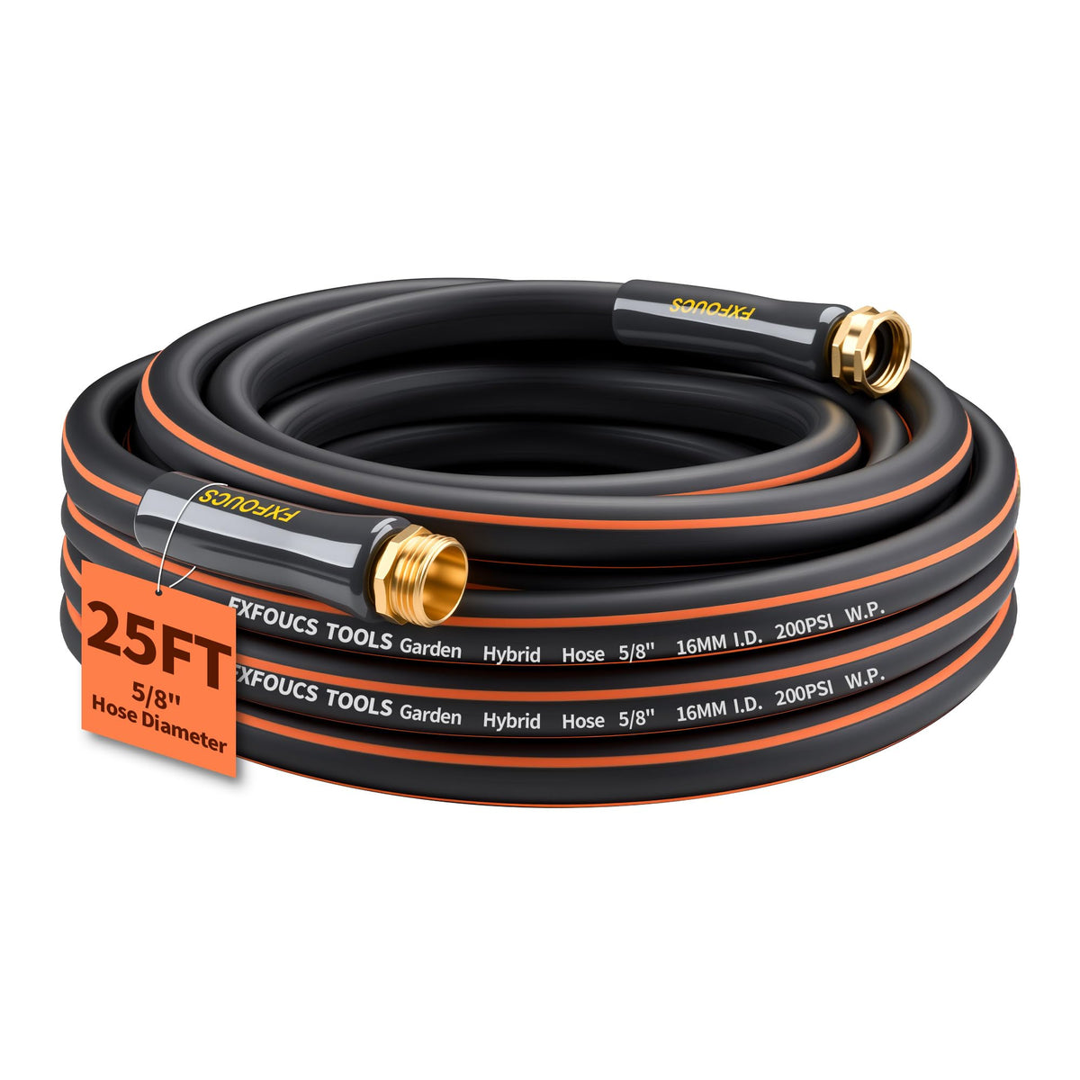 FXFOUCS 25ft heavy duty garden hose front view