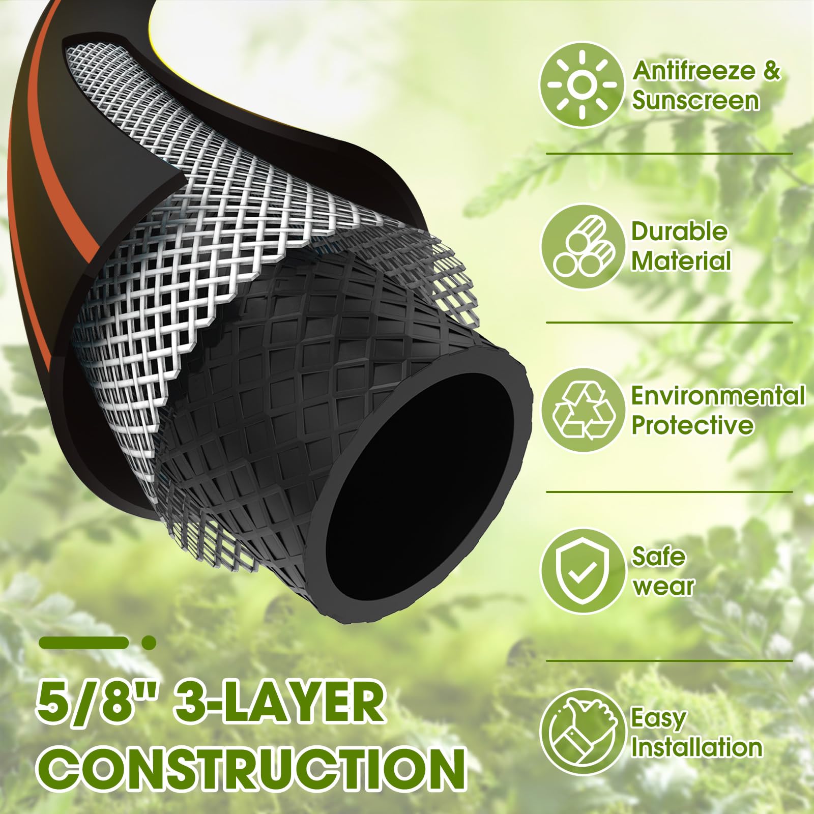 FXFOUCS garden hose showing durable construction