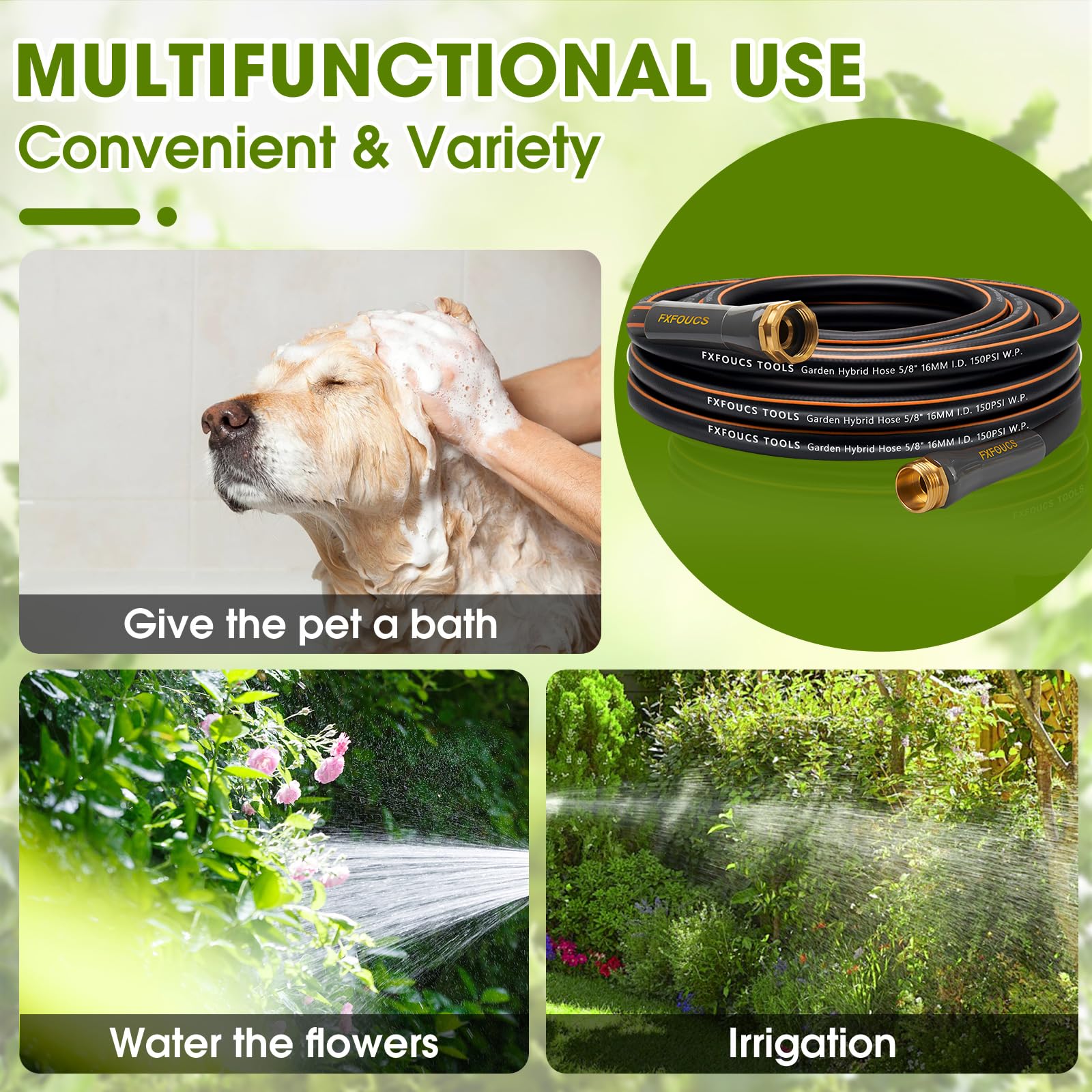 FXFOUCS heavy duty water hose with water flow