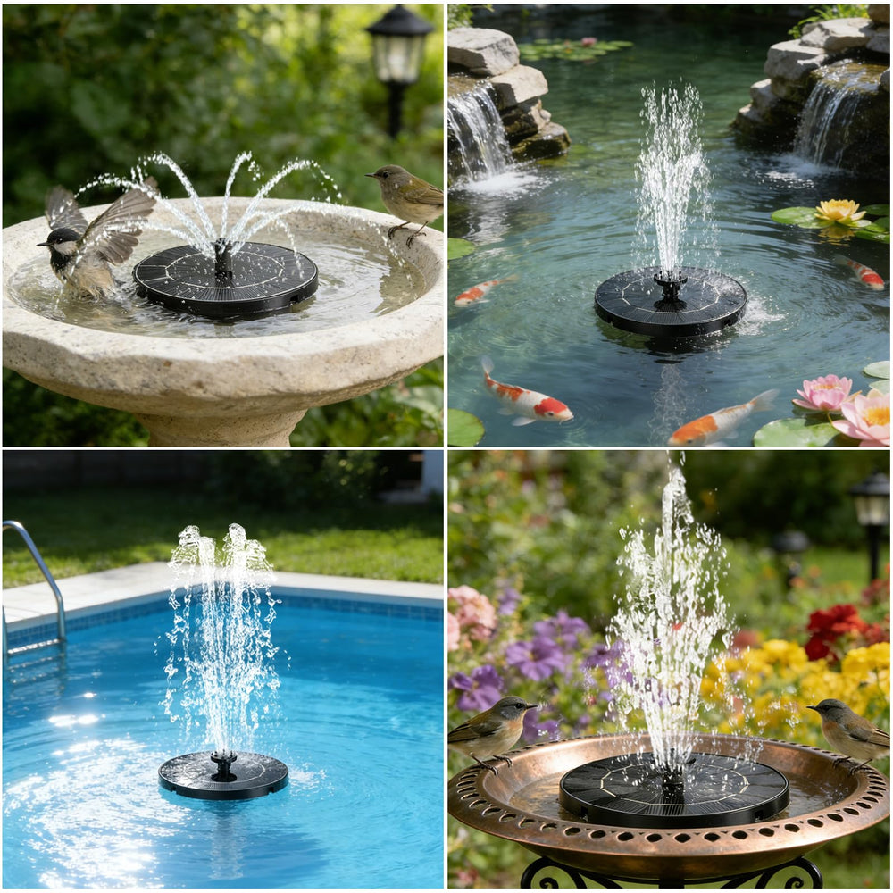 FYDGTPI solar fountain in a bird bath setup
