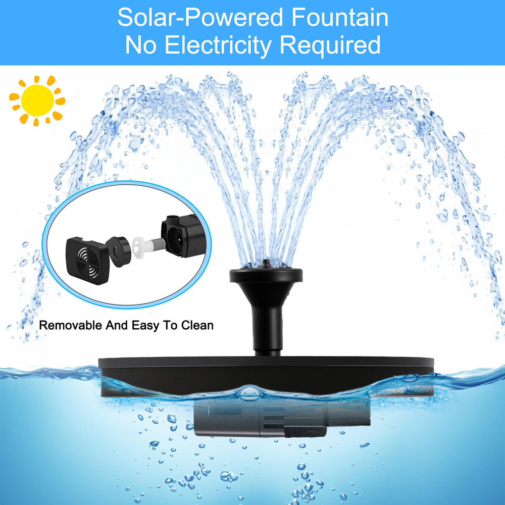 FYDGTPI solar fountain installed in a birdbath